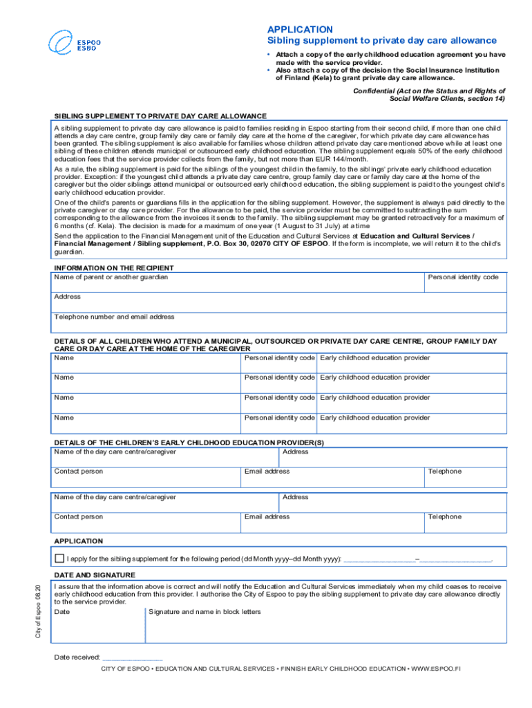 Fillable Online Claim Child home care allowance Fax Email Print pdfFiller