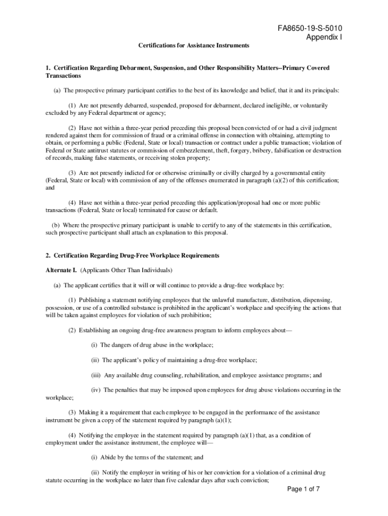 Fillable Online Certification Regarding Debarment, Suspension, and