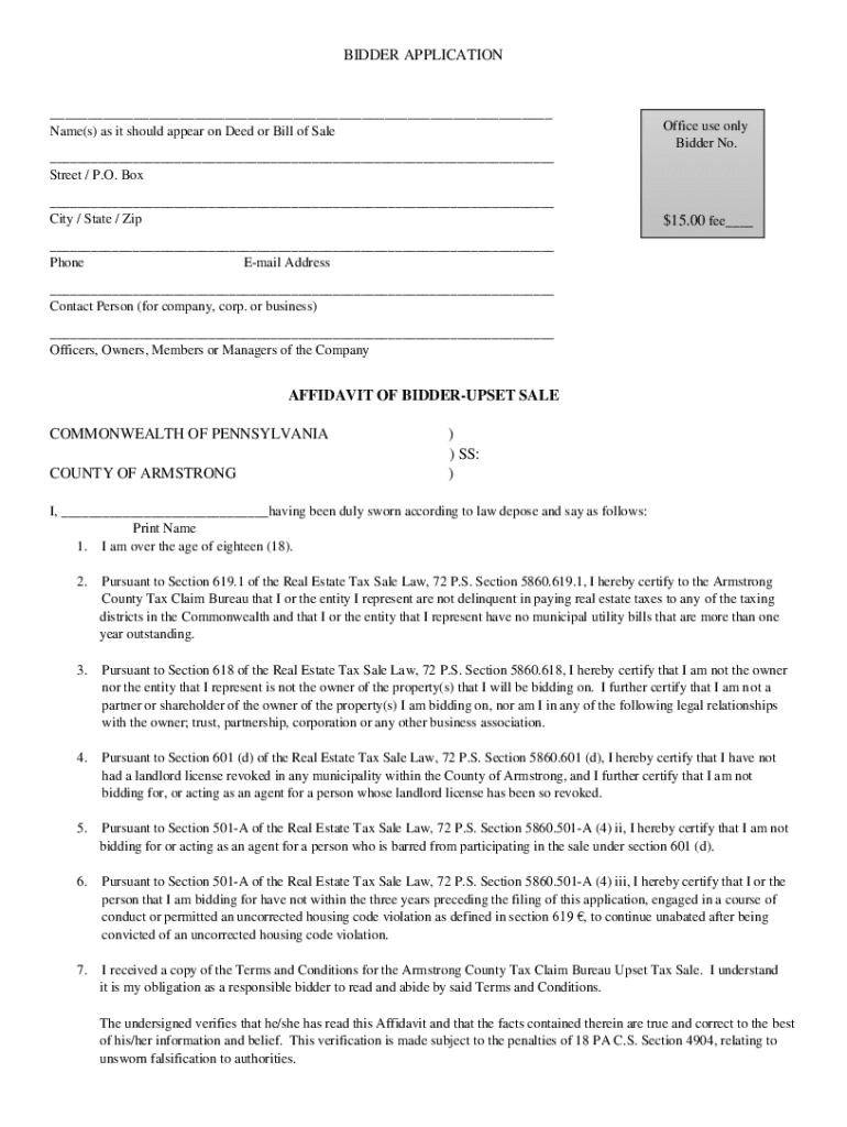 Fillable Online co armstrong pa Armstrong County, Pennsylvania Application for Homestead Fax