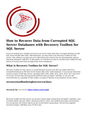 Fillable Online How to recover a damaged MS SQL Server database? Fax ...