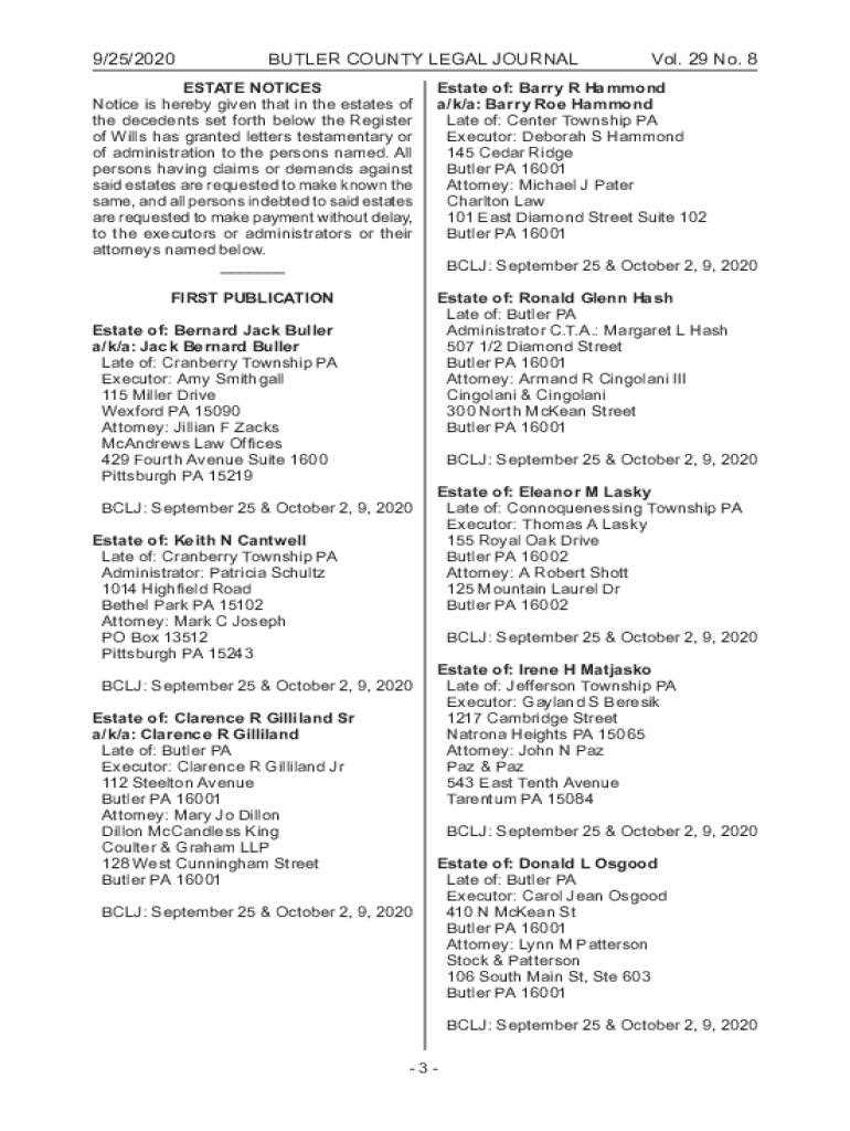 Fillable Online Estate of Barry R Hammond Fax Email Print pdfFiller