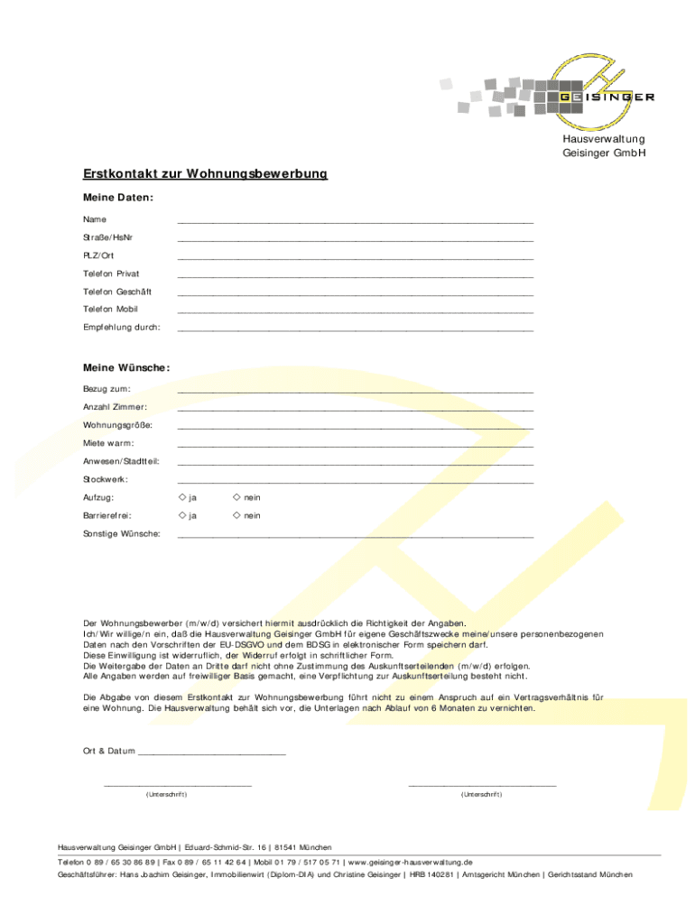 Ausfüllbar Online GeisingerHausverwaltung.de Fax Email Drucken pdfFiller