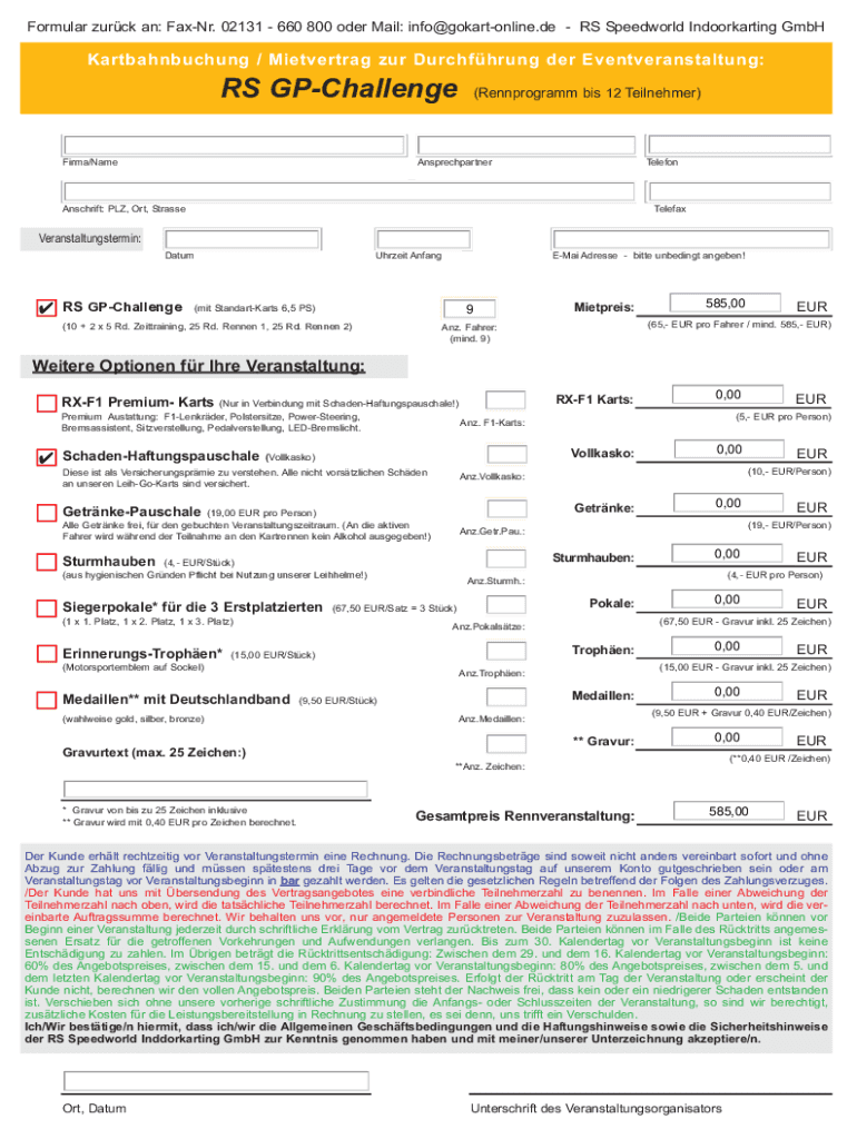 Ausfüllbar Online Kart setup sheet pdf Fill out & sign online Fax