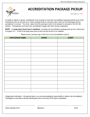 Fillable Online 2023 Accreditation Package Pickup form Fax Email Print ...