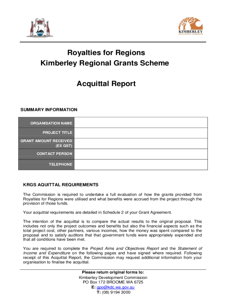 Fillable Online grants-acquittal-template.doc Fax Email Print - pdfFiller