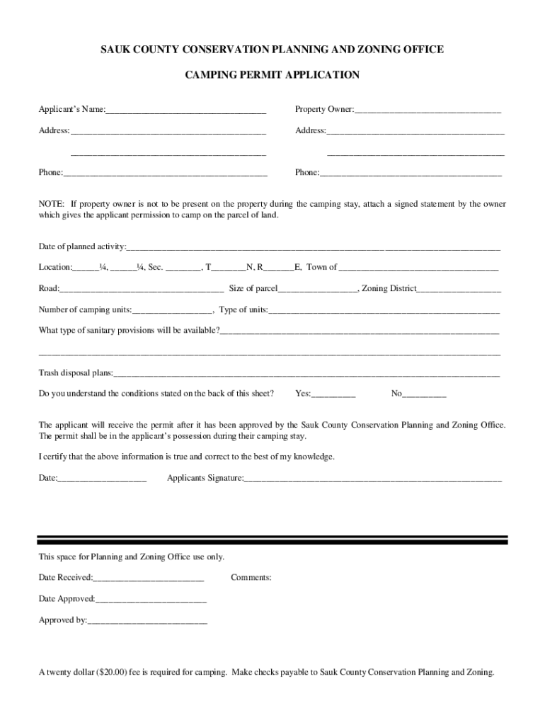 Fillable Online Forms, Permits, and Applications Sauk County Fax