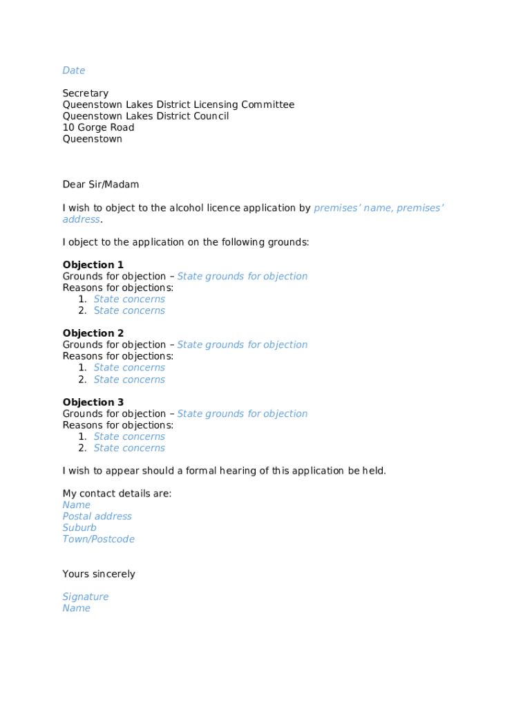sampleletterforobjectingtoalcohollicenceapplication Doc
