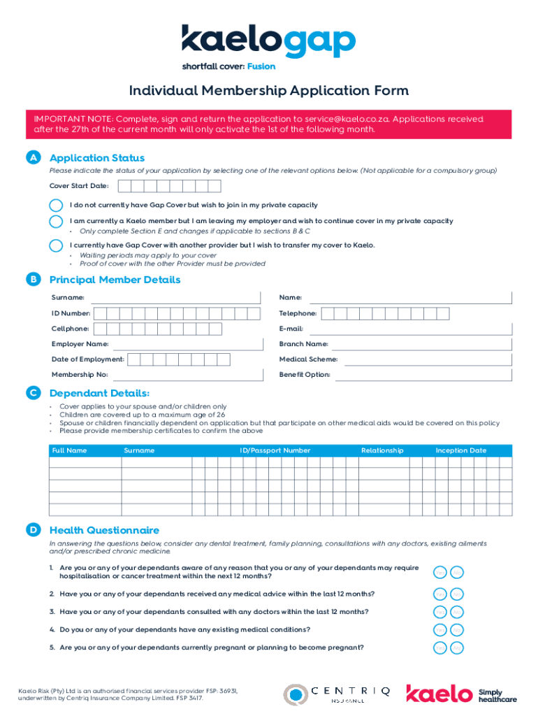 Fillable Online Sanlam Gap Cover Employee Application form UASA Fax