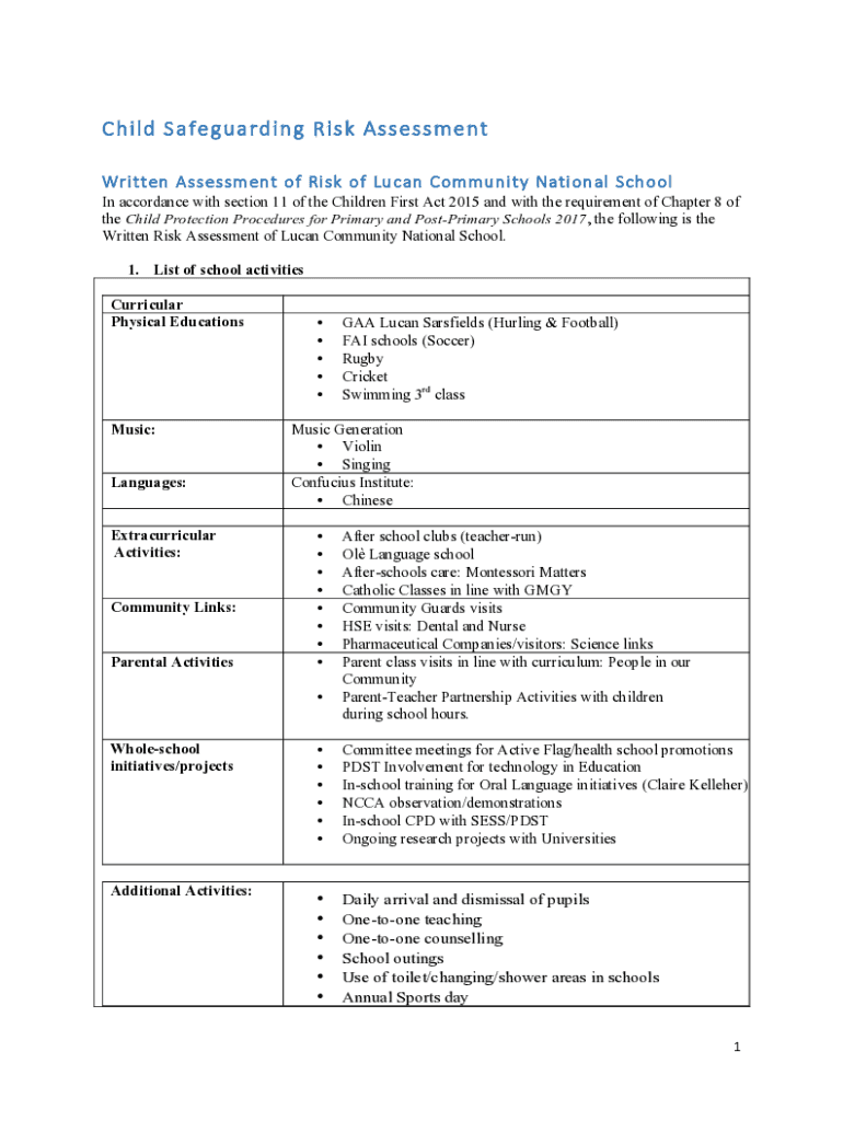 Fillable Online childsafeguardingandriskassessmenttemplates.docx