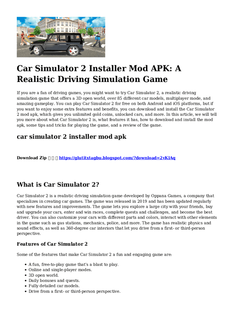 Fillable Online Car Simulator 2 MOD APK The Most Realistic and Fun Fillable Online Car Simulator 2 MOD APK The Most Realistic and Fun