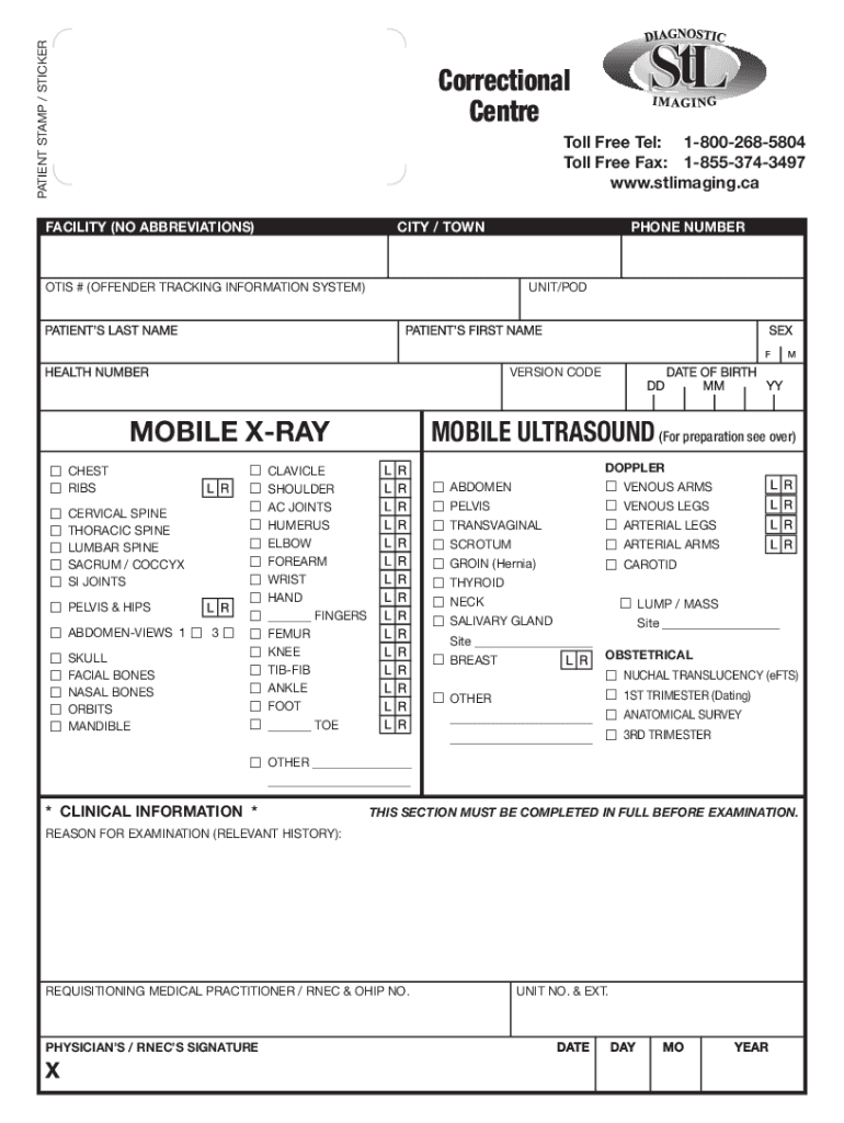 Fillable Online to STL Diagnostic Imaging Mobile Ultrasound and