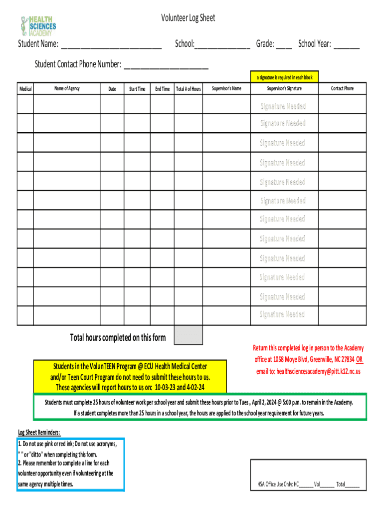 Whitney High School Community Service Contract Preview on Page 1