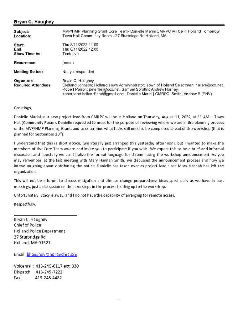 Fillable Online town holland ma Bryan C. Haughey Bryan C. Haughey Chief