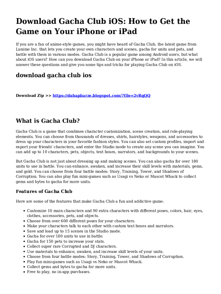 Fillable Online How to Download and Play Gacha Club on Your iPhone or