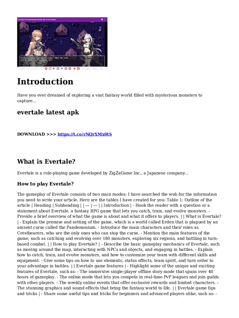 Fillable Online Evertale APK for Android Fax Email Print pdfFiller Fillable Online Evertale APK for Android Fax Email Print pdfFiller