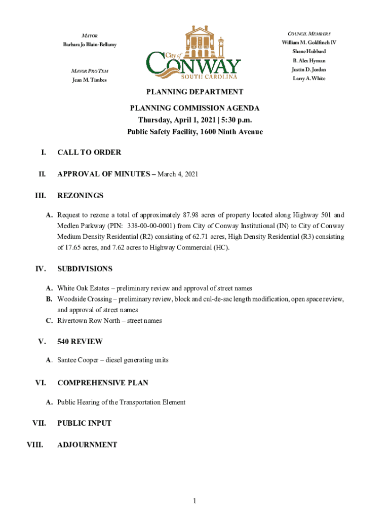 Fillable Online PLANNING DEPARTMENT CITY OF CONWAY Fax Email Print pdfFiller