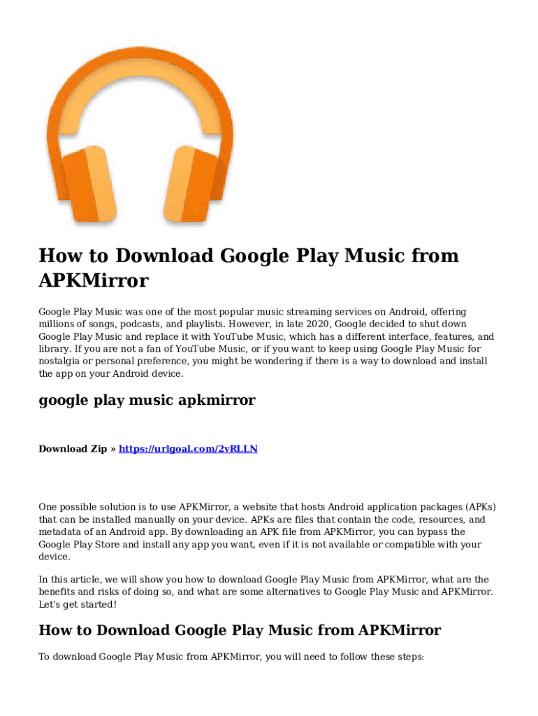 Fillable Online How to Download Google Play Music from APKMirror Fax