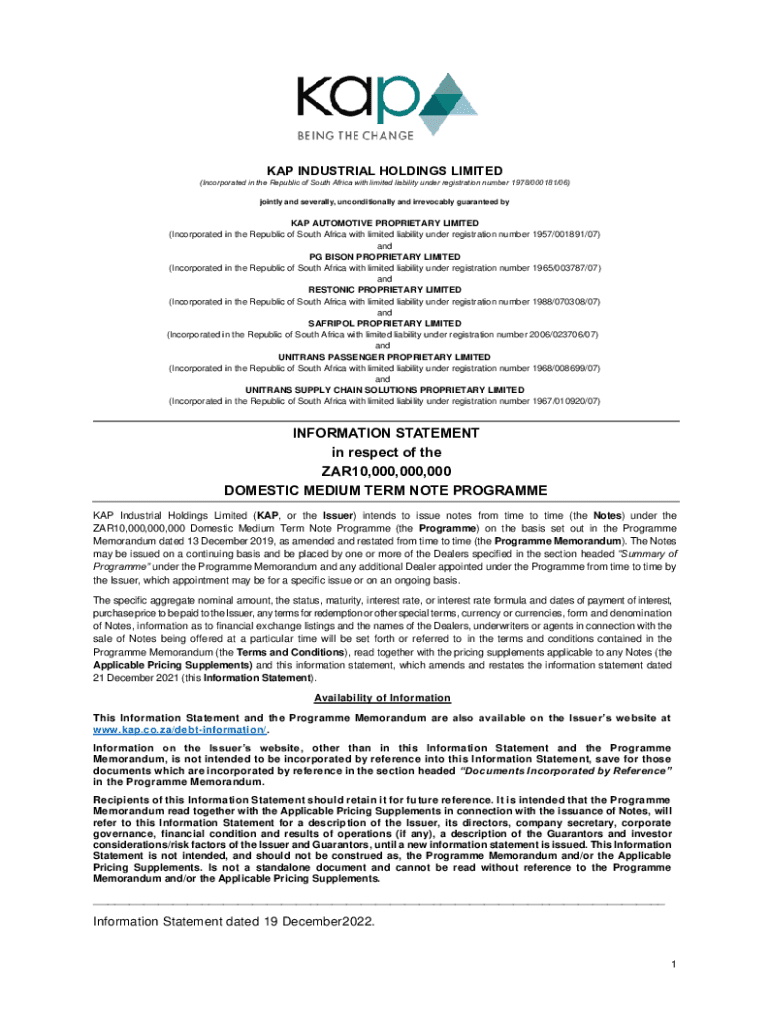 Fillable Online KAP Industrial Holdings Limited Company Information