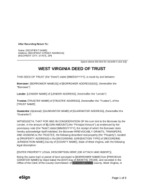 West Virginia Deed of Trust