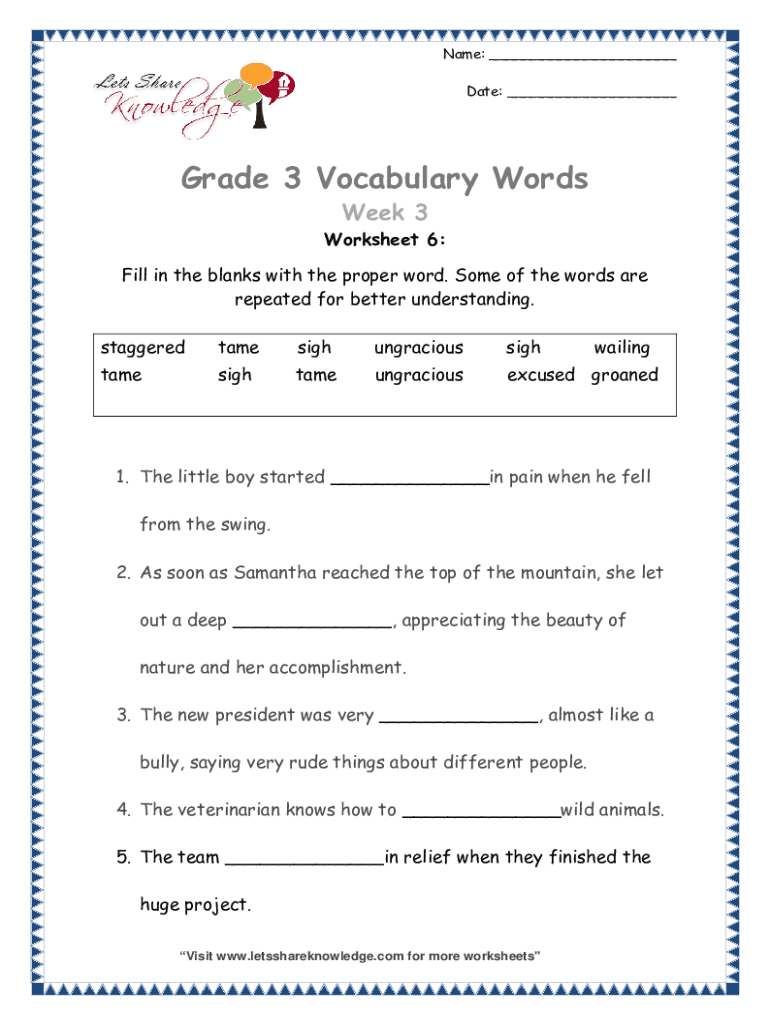 Fillable Online Grade 5 english worksheets free. Preschool ...