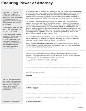 Enduring Power Of Attorney Form Blank Fillable Template Fill Out 