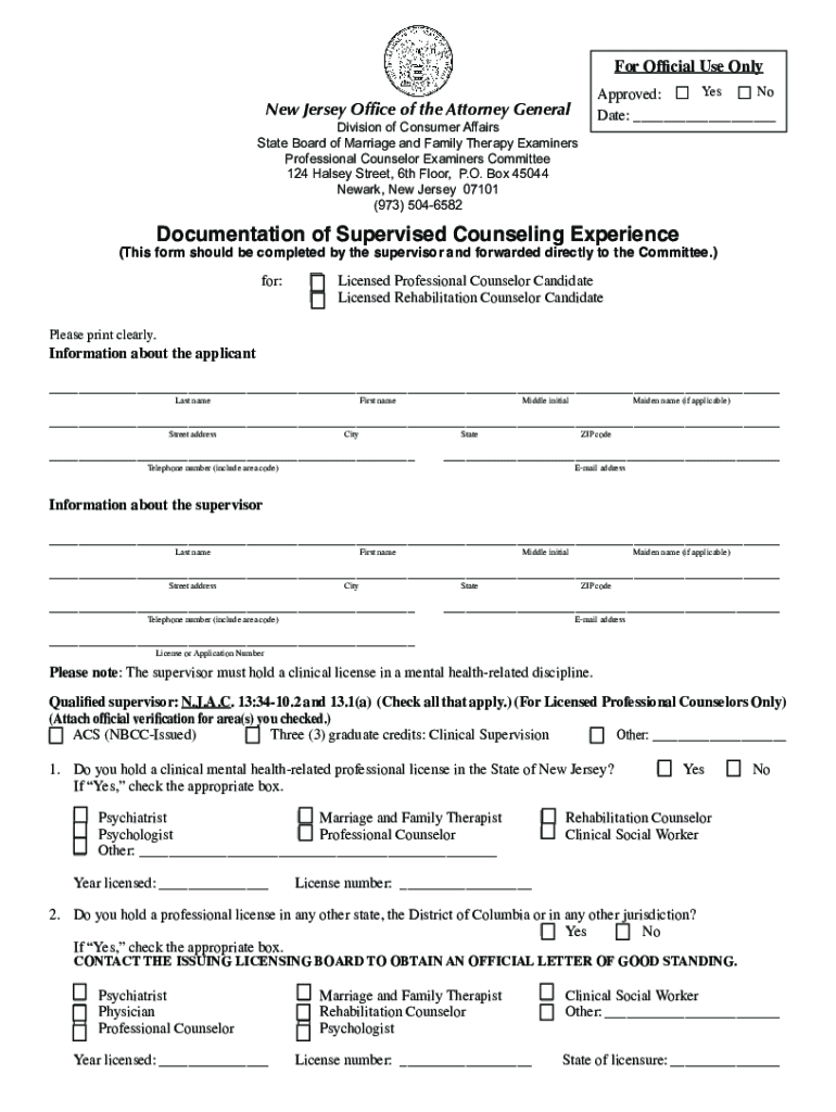 lpc supervision forms Preview on Page 1