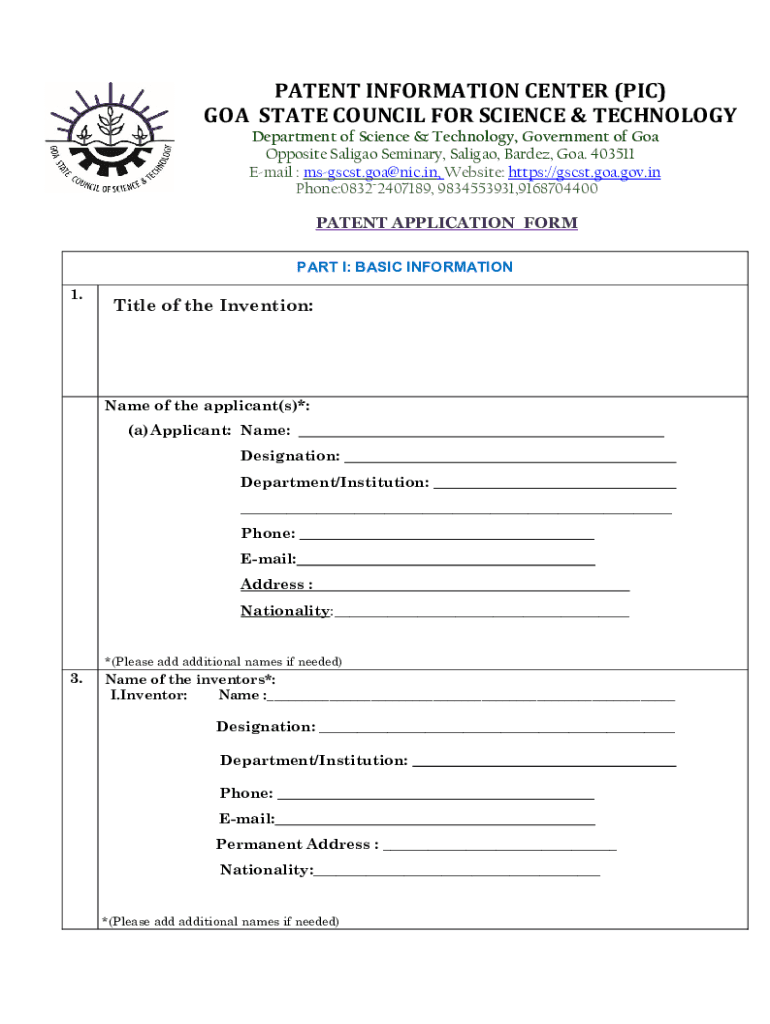 Fillable Online Patent Application Form I Docx Fax Email Print Pdffiller Fillable Online Patent Application Form I Docx Fax Email Print Pdffiller