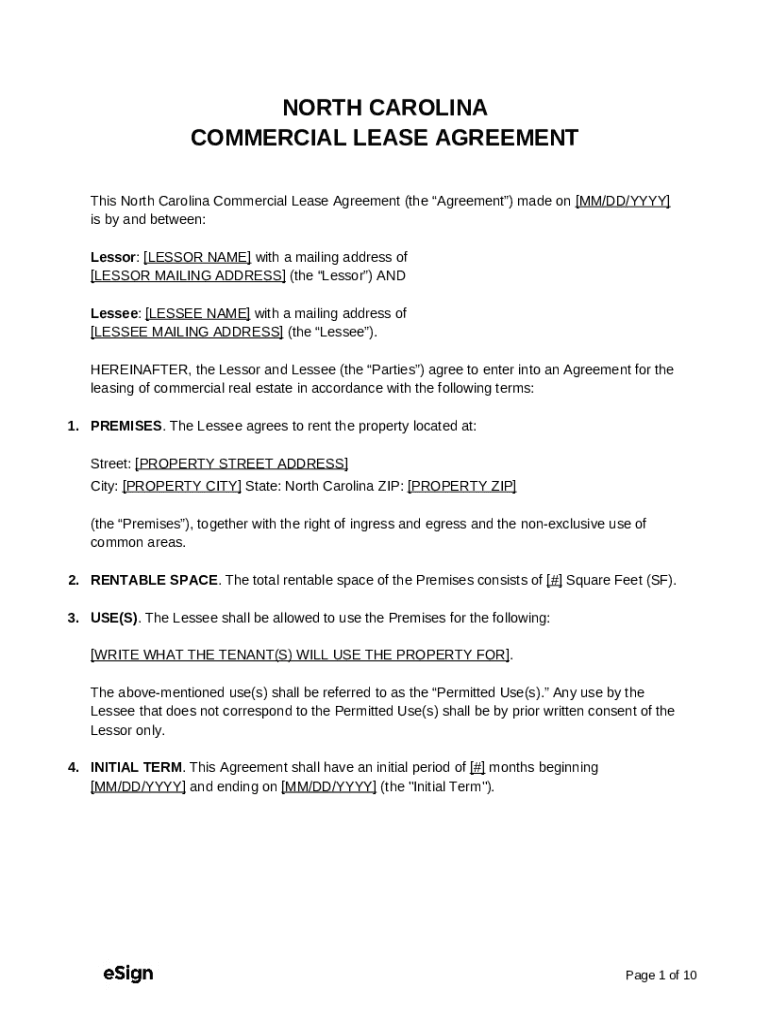 This North Carolina Commercial Lease Agreement (the