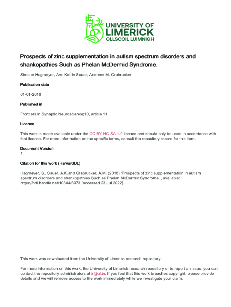 Fillable Online Prospects of zinc supplementation in autism spectrum