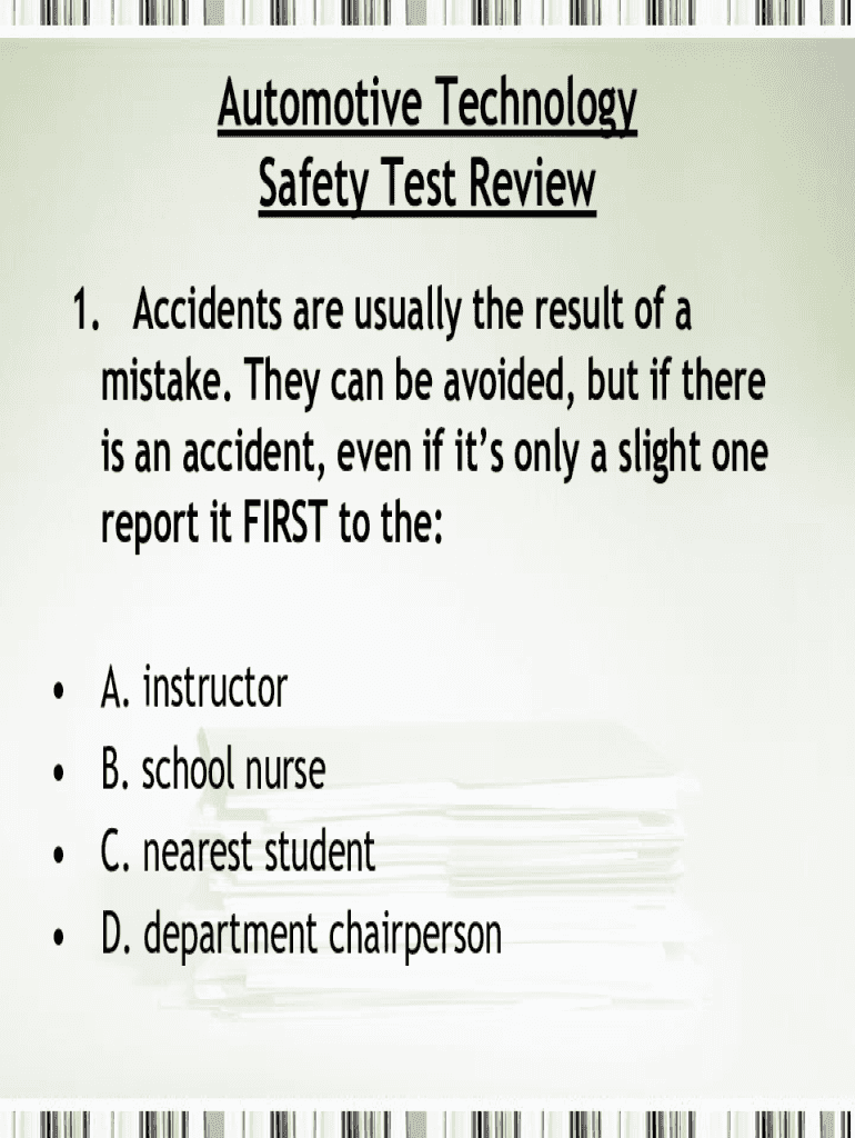 Fillable Online Automotive Technology / CCSD Safety Test Accidents are