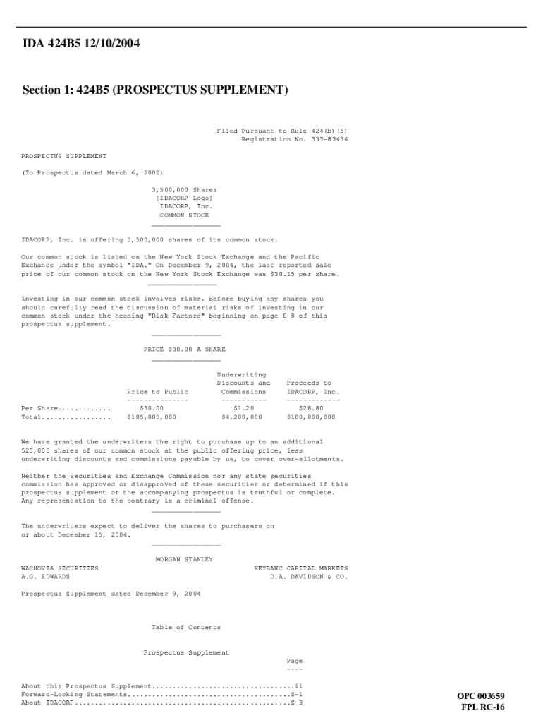 Fillable Online Section 1 424B5 (PROSPECTUS SUPPLEMENT) Fax Email