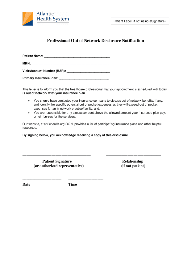 Fillable Online Atlantic Health System Carelink Certificate of