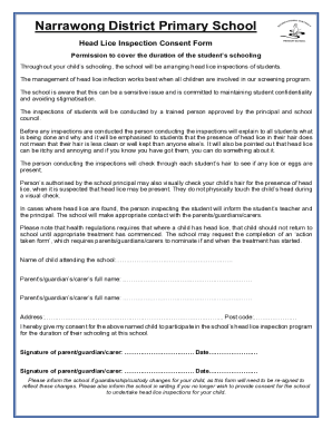 Fillable Online Head Lice Inspection Consent Form Fax Email Print - pdfFiller