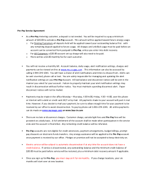 Prepaid metering agreement