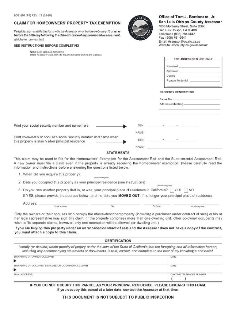 california property tax exemption Preview on Page 1