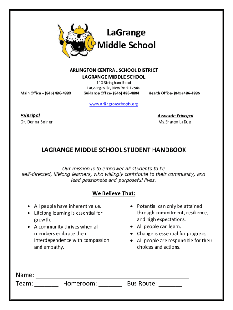 Fillable Online Union Vale Middle School Guidance Department Fax Email