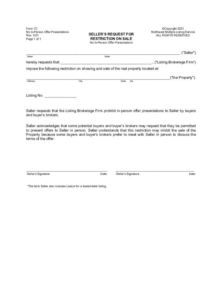 Fillable Online Form 7C. No In-Person Offer Presentations Fax Email ...