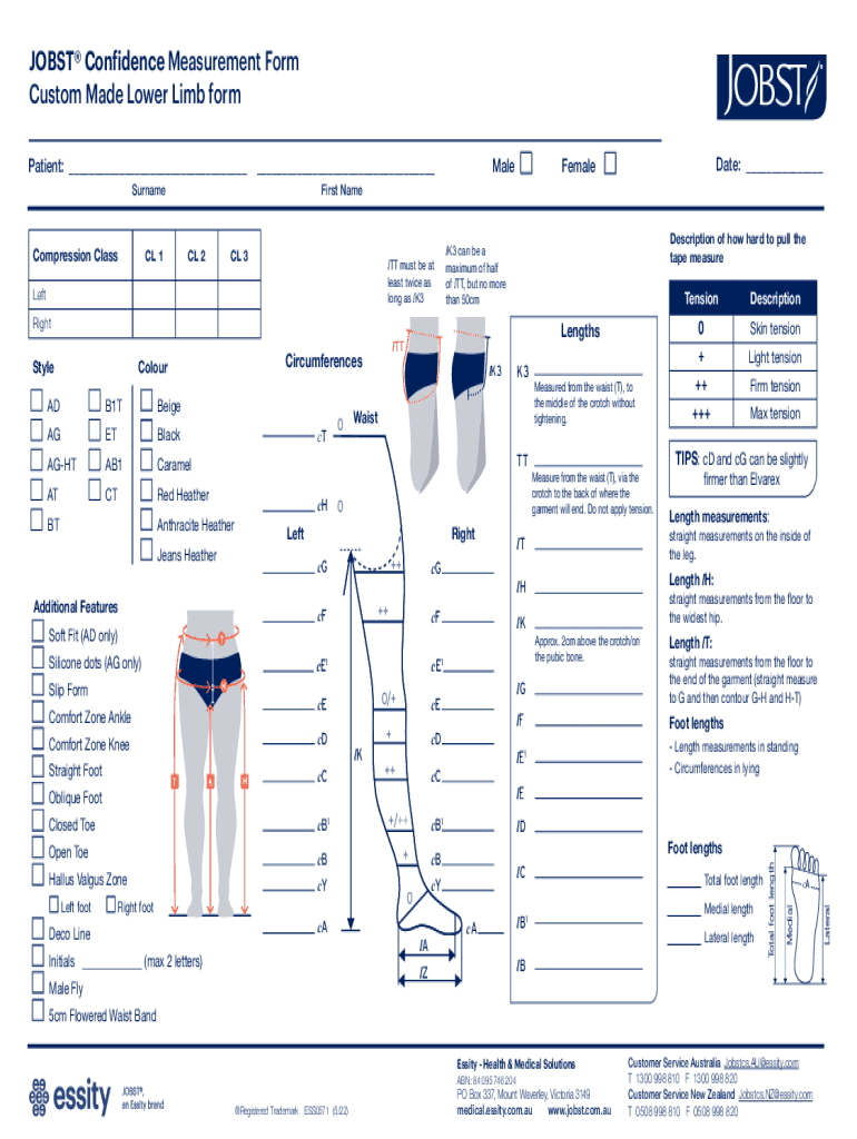 Fillable Online JOBST Confidence Measurement Form Custom Made Fax Email Print pdfFiller