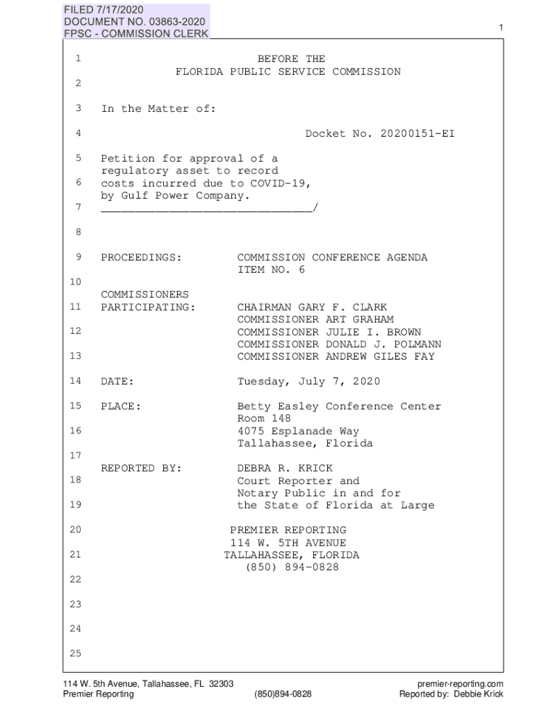 Fillable Online Petition for approval of a regulatory DOCKET NO