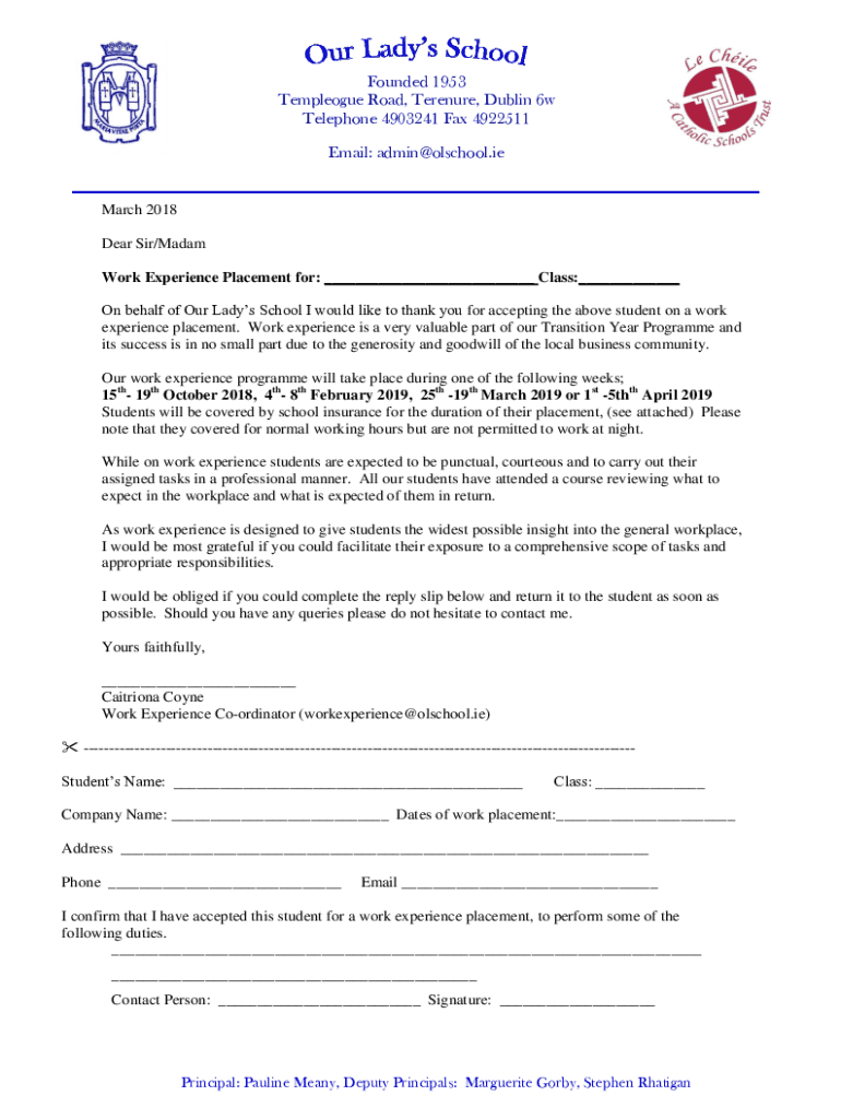 Fillable Online Our Lady's School, Terenure Google My Maps Fax Email