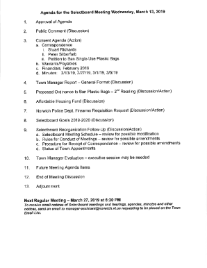 1. Approval of Agenda - Norwich, Vermont