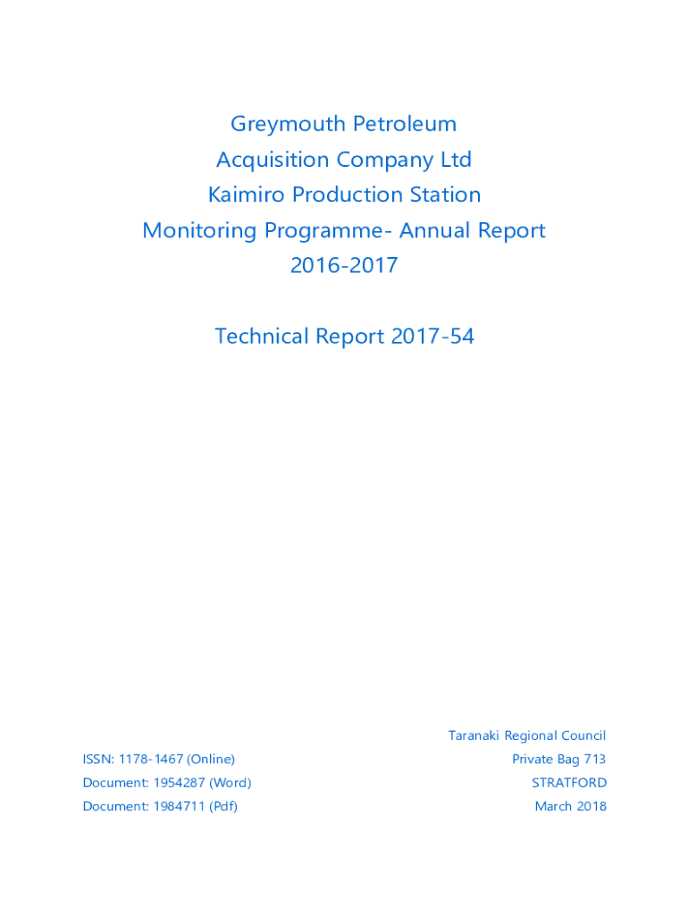 Fillable Online Greymouth Petroleum Kaimiro Production Station consent