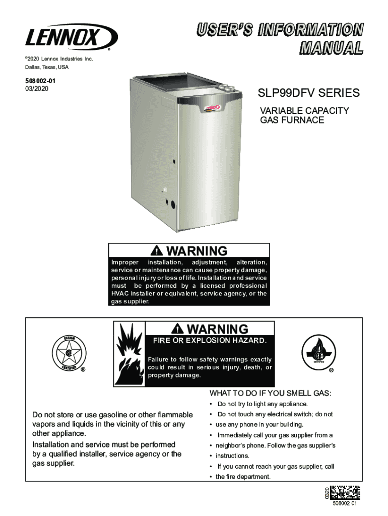 Fillable Online Lennox HVAC Systems Dallas, TX Repair, Service, Sales