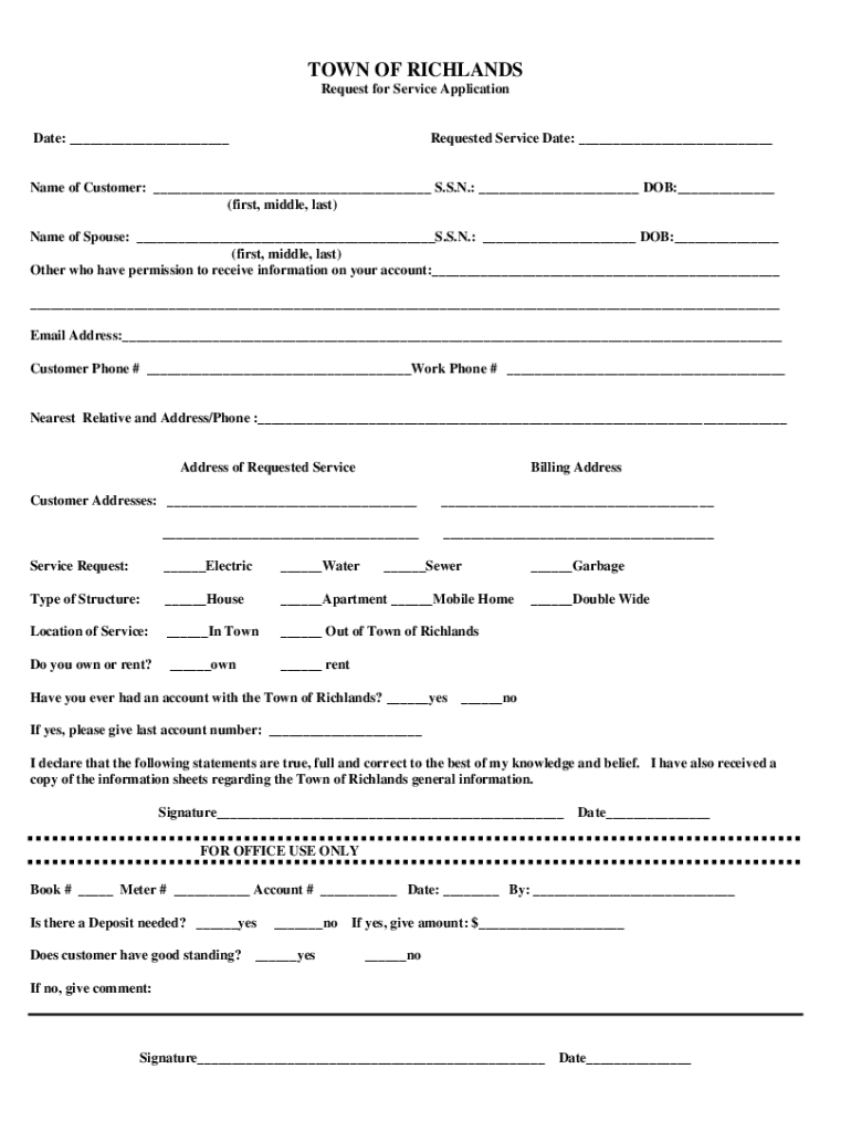 Fillable Online Town of Richlands, VA Fax Email Print pdfFiller