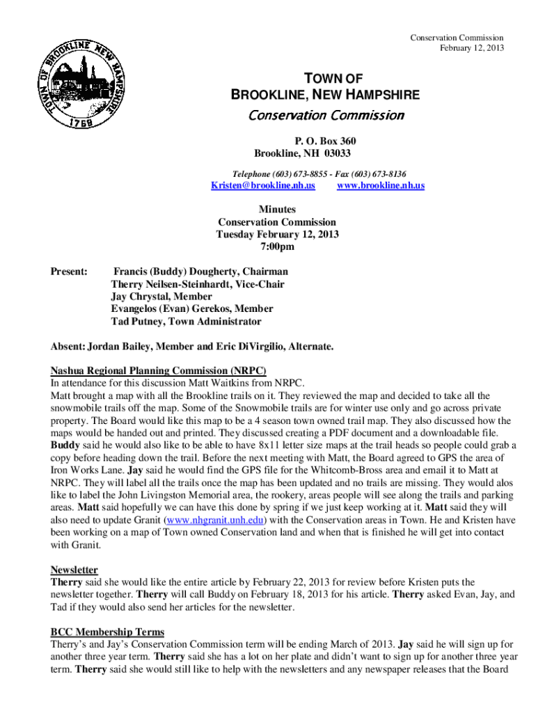 Fillable Online Conservation Commission Conservation Commission Fax