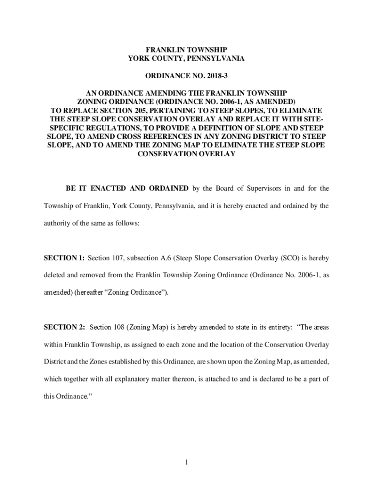 Fillable Online AmendmenttoZoningOrdinanceSteep Franklin