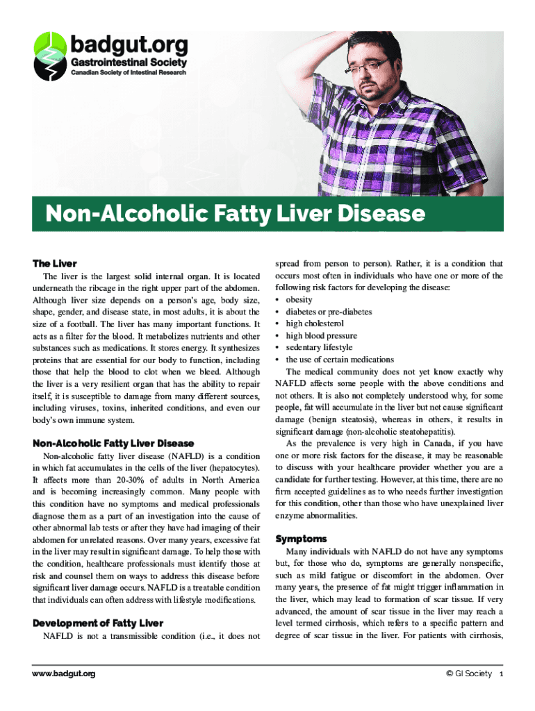 Fillable Online Nonalcoholic fatty liver disease A patient guideline