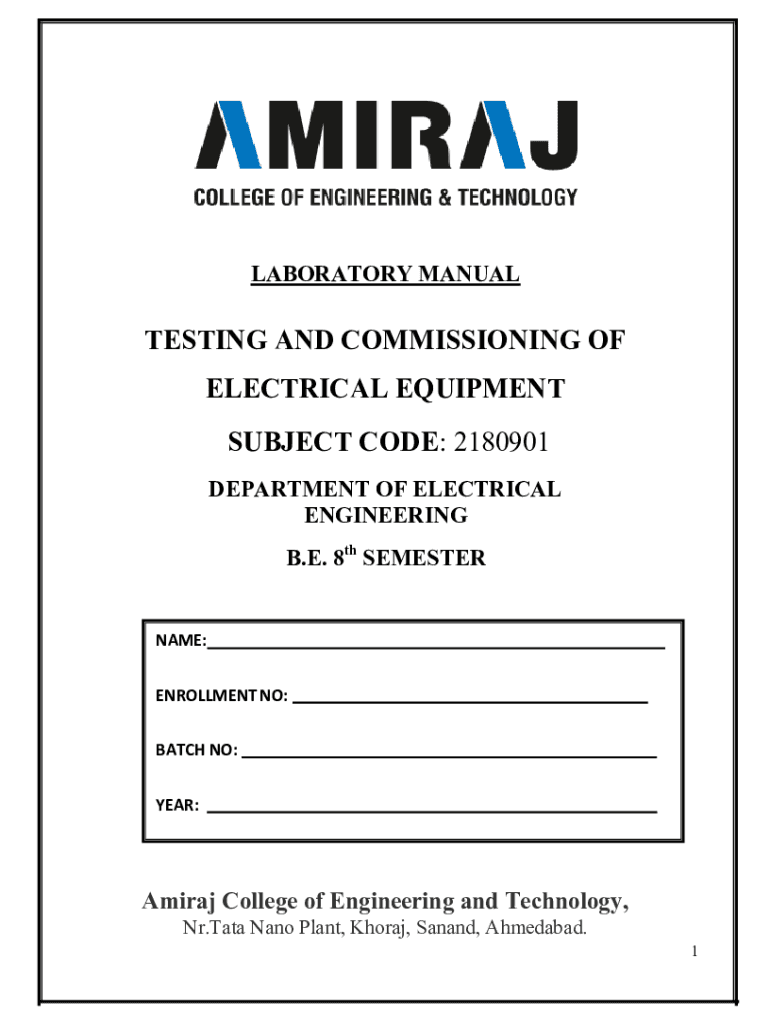 Fillable Online Testing And Commissioning Of Electrical Equipment Text
