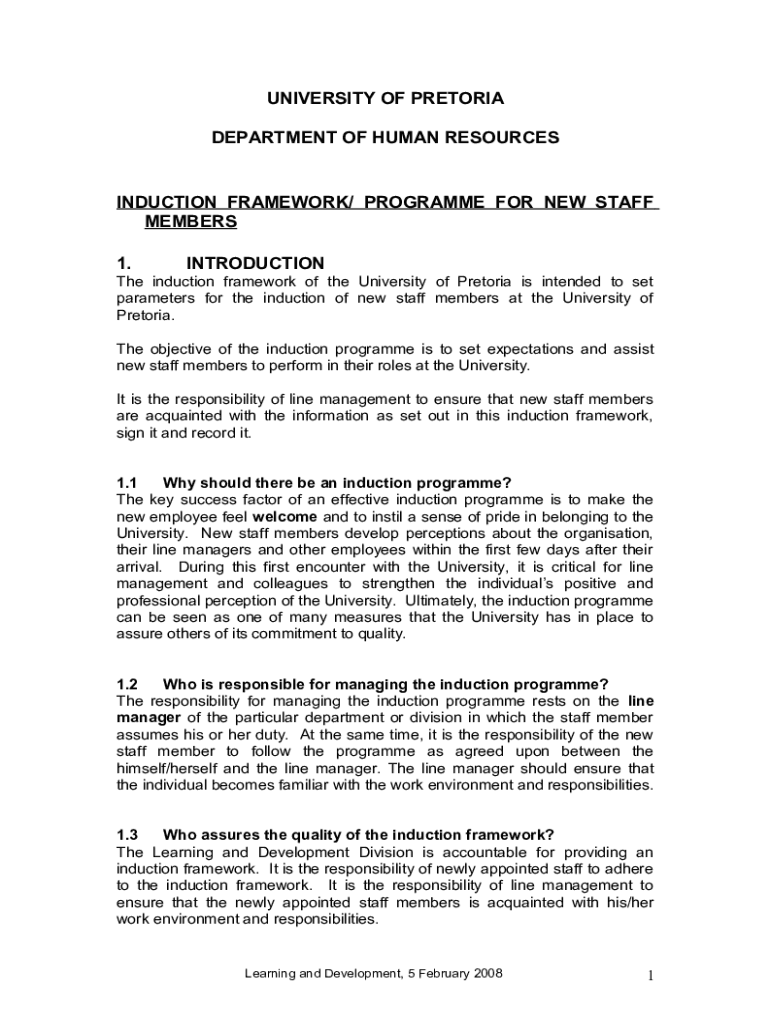 Fillable Online Guidelines for the development of an induction