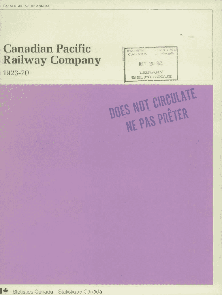 Fillable Online publications gc Railway industry summary statistics on